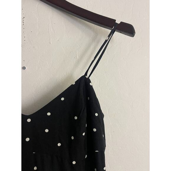 Free People XS Jumpsuit Black White Polka Dot Strappy Wide Leg Baggy Fit Pants - Picture 6 of 9